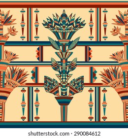 Egypt Colorful Ornament. Vector Seamless Pattern