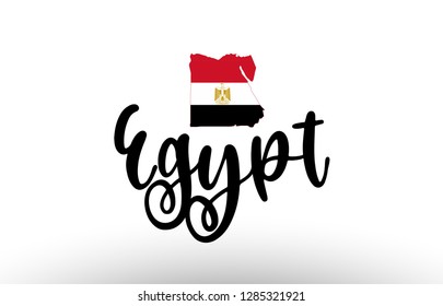 Egypt country big text with flag inside map suitable for a logo icon design