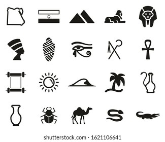 Egypt Country & Culture Icons Black & White Set Big