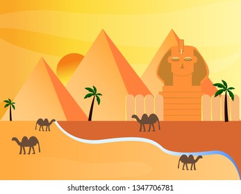 Egypt country design illustration template. World vacation travel Africa African Arab collection