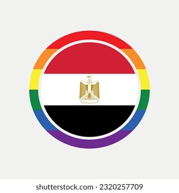 Egypt country flag circle - lgbt flag graphic element Illustration template design
