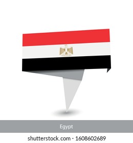 Egypt Country flag. Folded ribbon banner flag. Flat flag vector illustration.