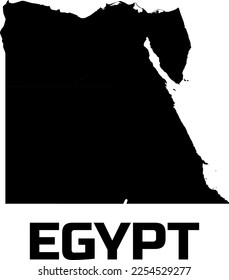 EGYPT country map  in  black.  With the  caption of the country  name " EGYPT ".