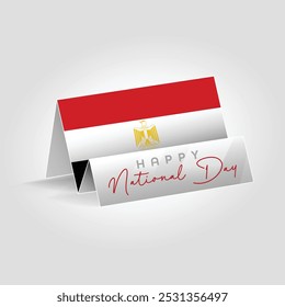 Egypt country paper flag standing on the ground. Happy national day flag design.