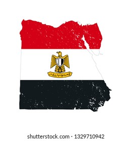 Egypt country silhouette with flag on background on white
