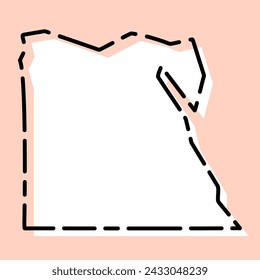 Egypt country simplified map. White silhouette with black broken contour on pink background. Simple vector icon