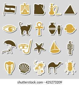 egypt country theme symbols stickers set eps10