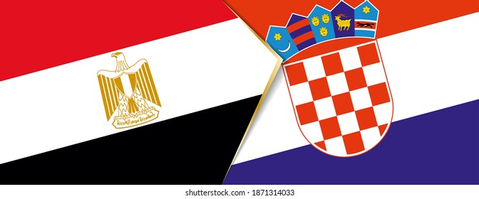 Egypt and Croatia flags, two vector flags symbol of relationship or confrontation.