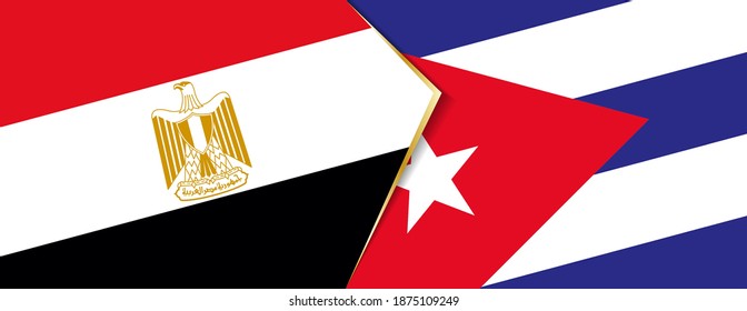 Ägypten und Kuba-Flaggen, zwei Vektorfahnen Symbol für Beziehung oder Konfrontation.