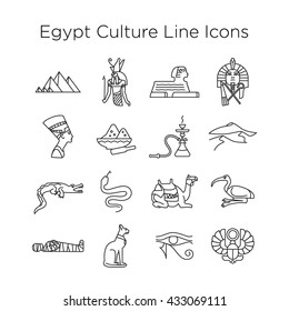 Egypt Culture Icons, Traditional Signs of Egypt Vector Set