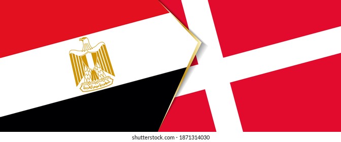 Egypt and Denmark flags, two vector flags symbol of relationship or confrontation.