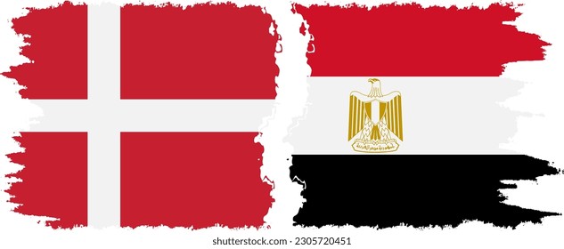 Egypt and Denmark grunge flags connection, vector