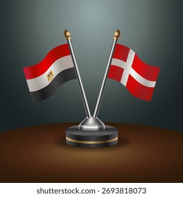Tabela EGITO e Dinamarca sinaliza relação com fundo de gradiente. Ilustração de vetor
