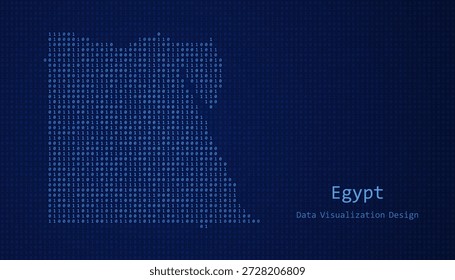 Egipto Mapa digital formado con unos y ceros para el diseño de visualización de datos