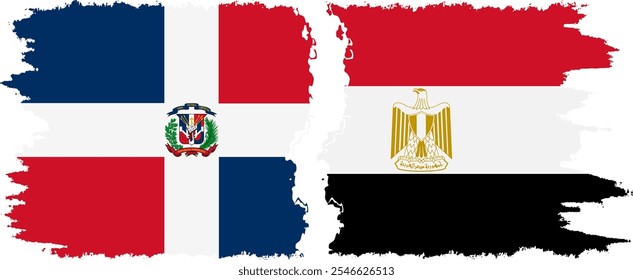 Egypt and Dominican Republic grunge flags connection, vector