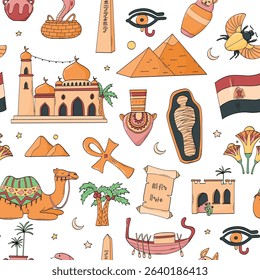 egypt doodles seamless pattern for wallpaper, print, background, wrapping paper, etc. EPS 10