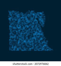Egypt dotted glowing map. Shape of the country with blue bright bulbs. Vector illustration.