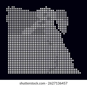 Egypt dotted map. Digital style map of the country on dark background. Egypt shape with square dots. Colored dots style. Large size squares. Abstract vector illustration.