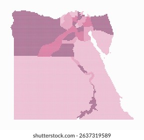 Egypt dotted map. Digital style map of the country on white background. Egypt shape with circle dots. Colored dots style. Small size circles. Abstract vector illustration.