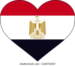 Egypt Egyptian Country Flag Shaped Heart Illustration 