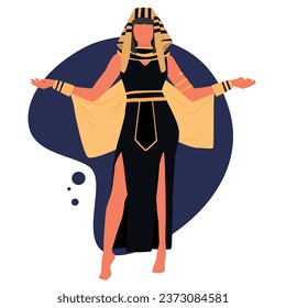 Egypt. Egyptian goddess. Halloween. Vector illustration. Poster, flyer, banner, postcard.