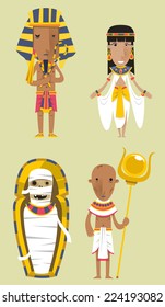 Egypt Egyptian People Pharaoh Clothes vector illustration.