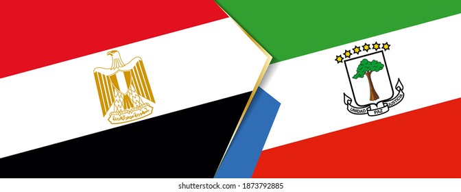 Egypt and Equatorial Guinea flags, two vector flags symbol of relationship or confrontation.