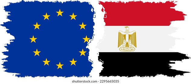 Egypt and European Union grunge flags connection, vector