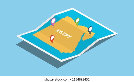 egypt  explore maps with isometric style and pin location tag on top vector illustration