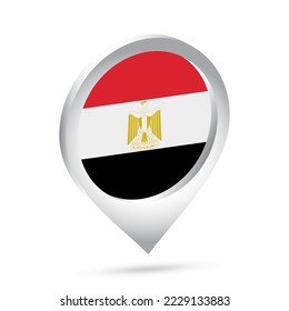 Icono de la bandera egipcia 3d pin. Ilustración vectorial.