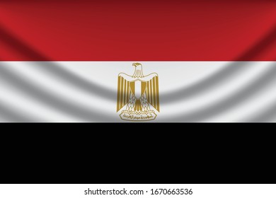 Fondo de la bandera egipcia con textura de tela. Ilustración vectorial de la bandera egipcia eps10. - Vector
