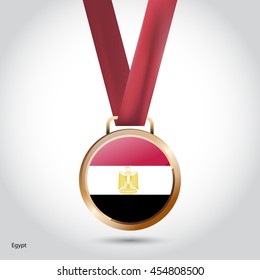 Egypt Flag in Bronze Medal. Olympic Game Bronze Medal. Vector Illustration