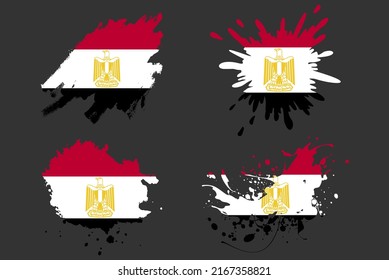 Egypt flag brush splash vector set, country logo asset, paint grunge illustration concept, Egypt flag brush stroke grunge effect, water splash mask, creative country flag logo idea