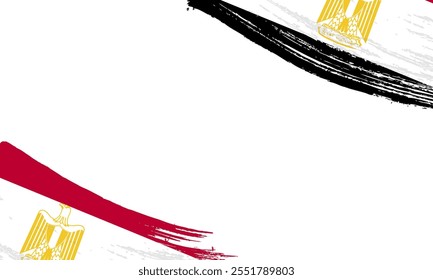egypt Flag with Brush Stroke Effect, Grunge brush stroke. Watercolor painting flag design.