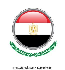 Egypt flag button. Egypt flag icon. Vector illustration of egypt flag on white background. 