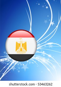 Egypt Flag Button on Abstract Light Background Original Illustration
