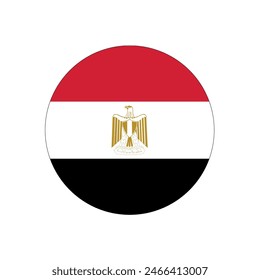 Egypt Flag Button rounded on isolated white for Middle East or North Africa push button concepts.	