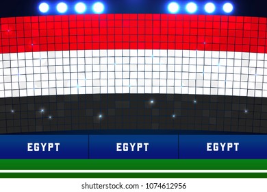 Egypt flag card stunts. Egypt soccer or football stadium background. vector