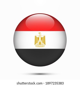 Egypt Flag Circle Shape Button Vector Illustration