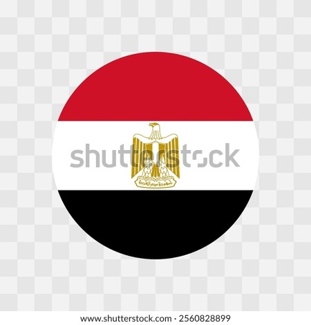 Egypt flag - circle vector flag isolated on checkerboard transparent background