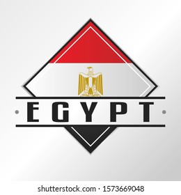 Egypt Flag Emblema. Vector Design National. Illustration Country Symbol. Insignia Banner Logo.