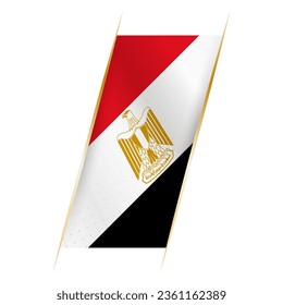 Egypt flag in the form of a banner with waving effect and shadow. Modern vector design.