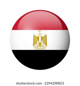 Egypt flag - glossy circle badge. Vector icon.