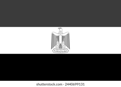 Egypt flag - greyscale monochrome vector illustration. Flag in black and white