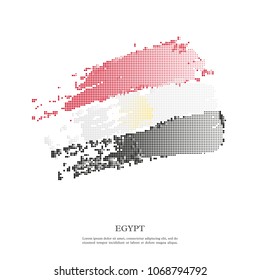 Egypt flag with halftone effect, grunge texture. Isolated on white background. Vector illustration.