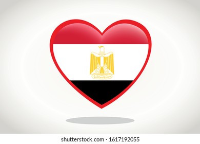Egypt Flag in Heart Shape. Heart 3d Flag of Egypt, Egypt flag template design.