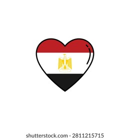 Egypt Flag in Heart Shape Icon with Red White and Black Horizontal Stripes and Golden Eagle Emblem, Circular Love Symbol Illustration Representing Egyptian Patriotism and National Pride, Great for Independence Day, Travel and Middle East Celebration Design Projects