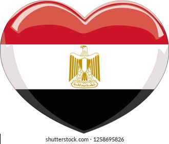 Egypt flag, Heart vector, sticker, eps10