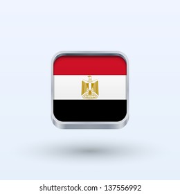 Egypt flag icon square form on gray background. Vector illustration.