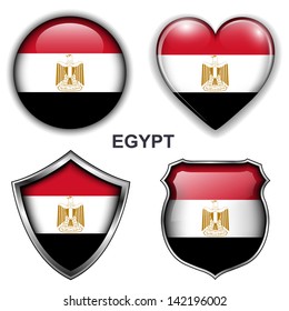 Egypt flag icons, vector buttons. 